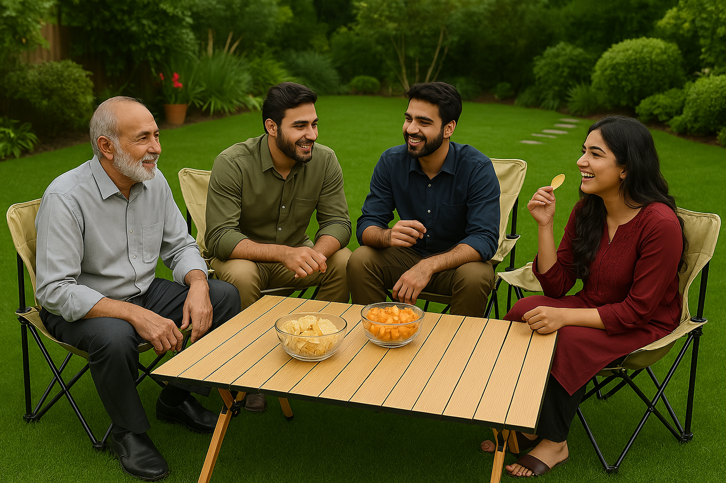 PORTABLE TABLE WITH FOLDABLE 4 CHAIRS